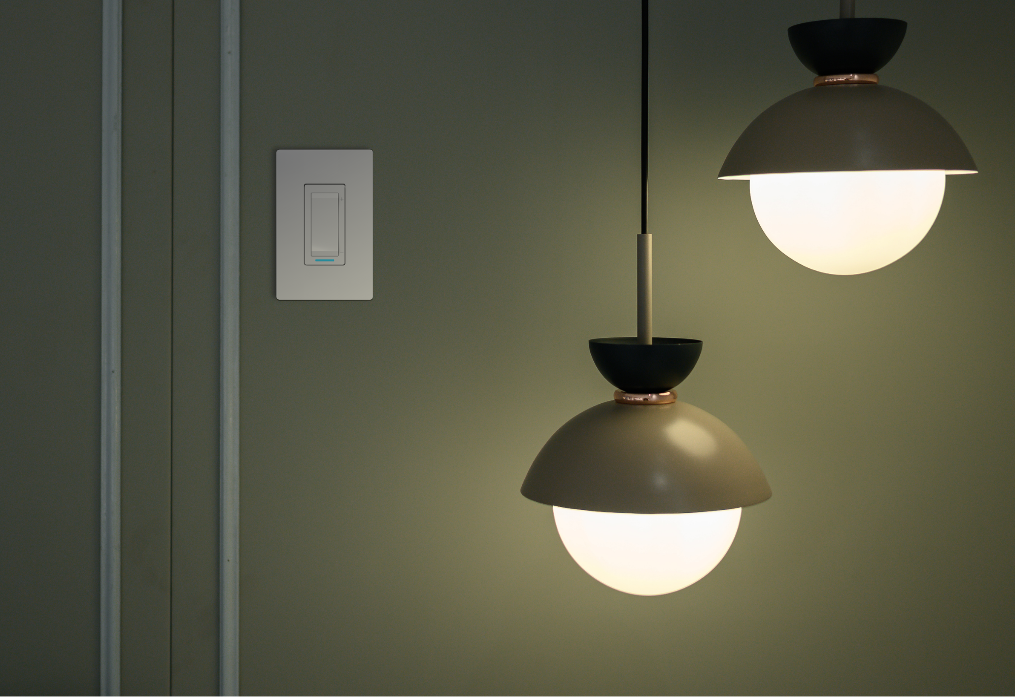 Subdued lighting in a dimmer-controlled room