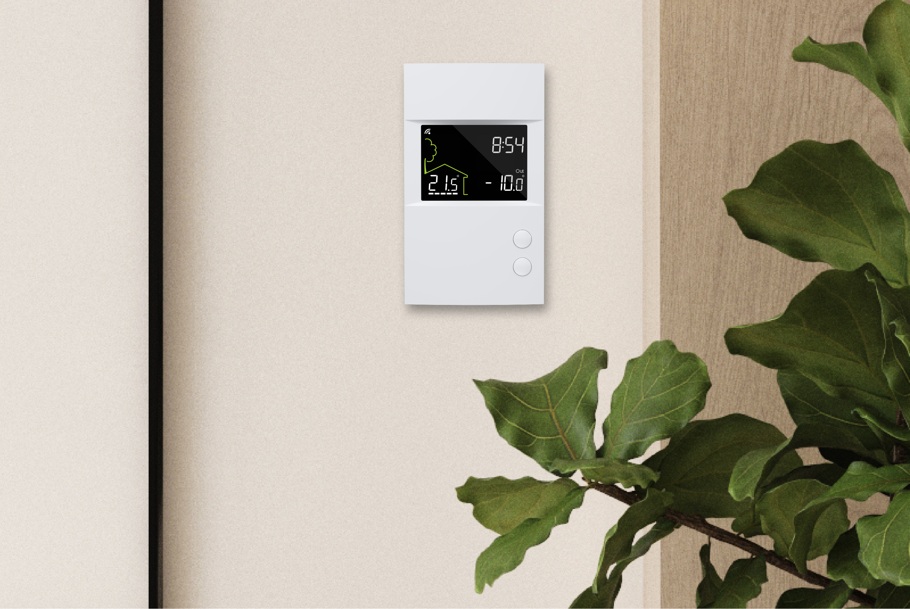 Thermostat conçu par Sinopé installé au mur